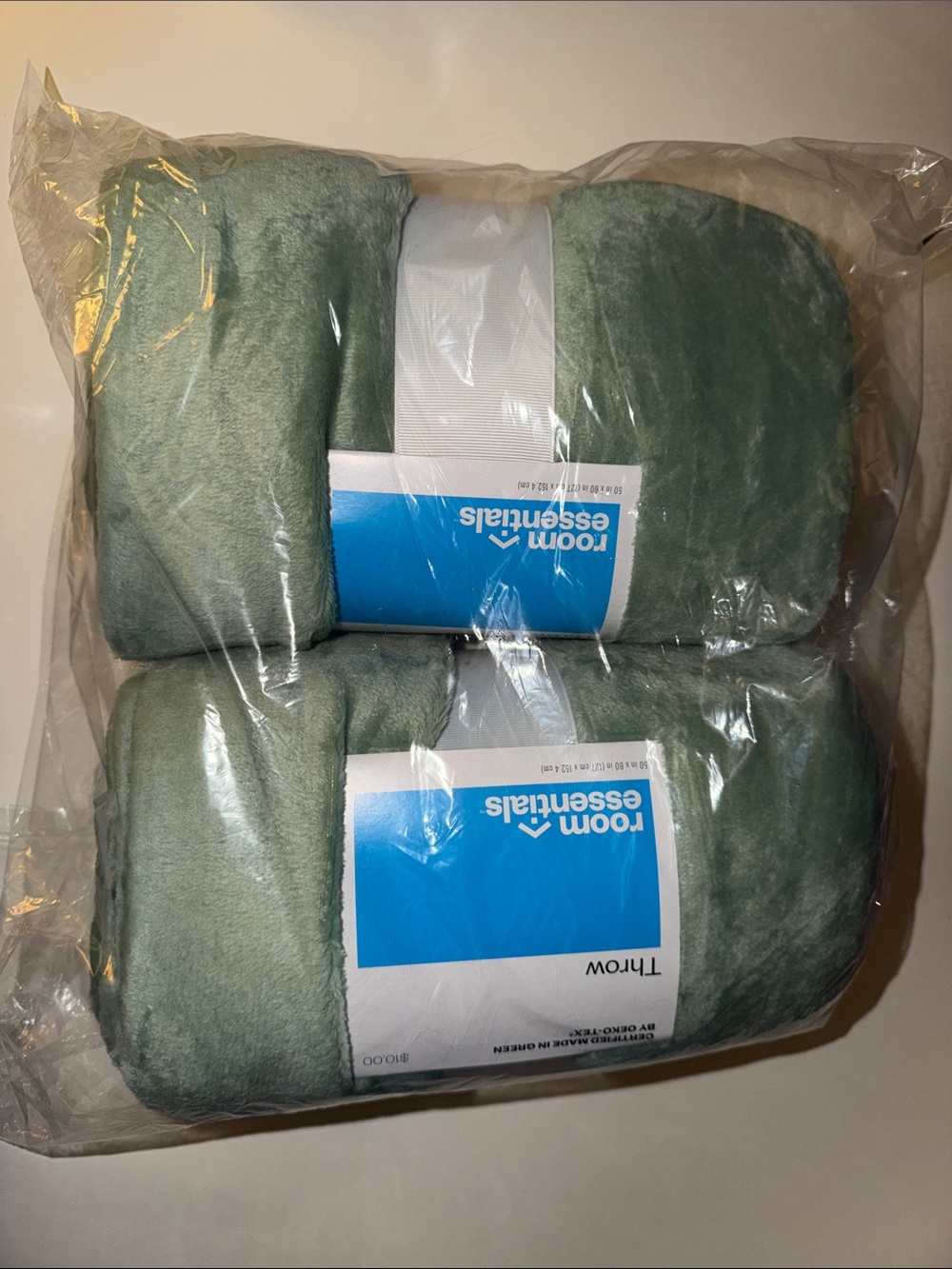 Room Essentials Sage Green Plush Throw Blankets - Pack of 2